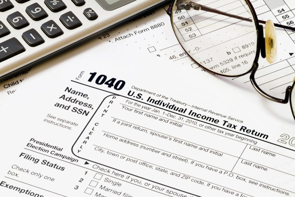 A 1040 form- individual federal income tax.